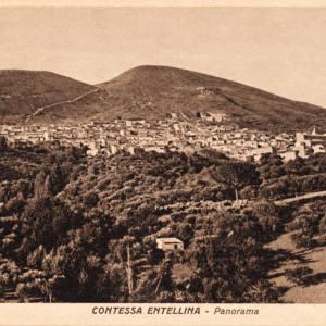 Panorama storico di Contessa Entellina in una cartolina d'epoca