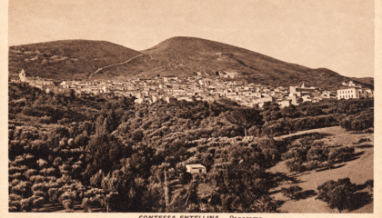 Panorama storico di Contessa Entellina in una cartolina d'epoca